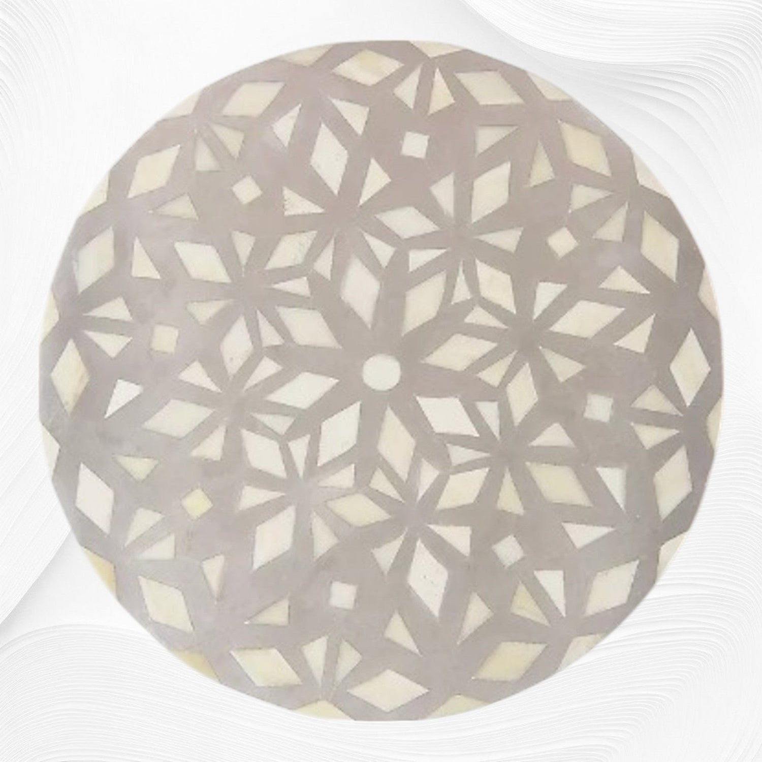 Mud grey diamond bone inlay end table, detail