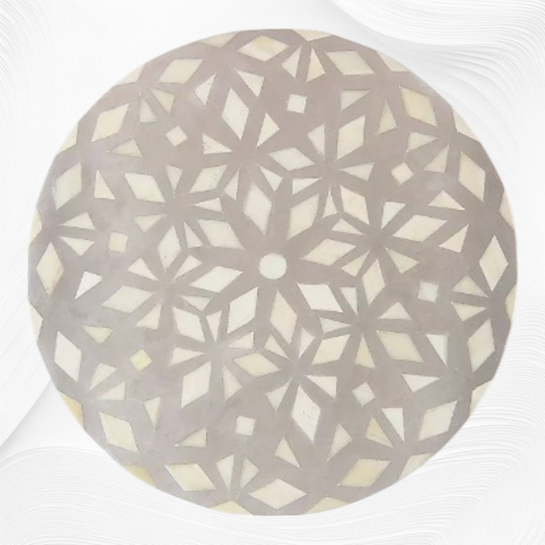 Mud grey diamond bone inlay end table, detail