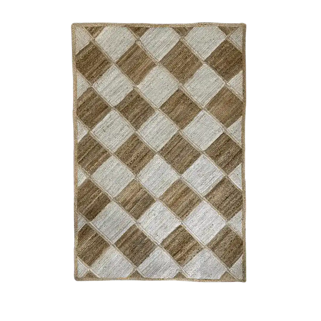 Diamond Checker Jute Rug - Natural and White – MAIA HOMES