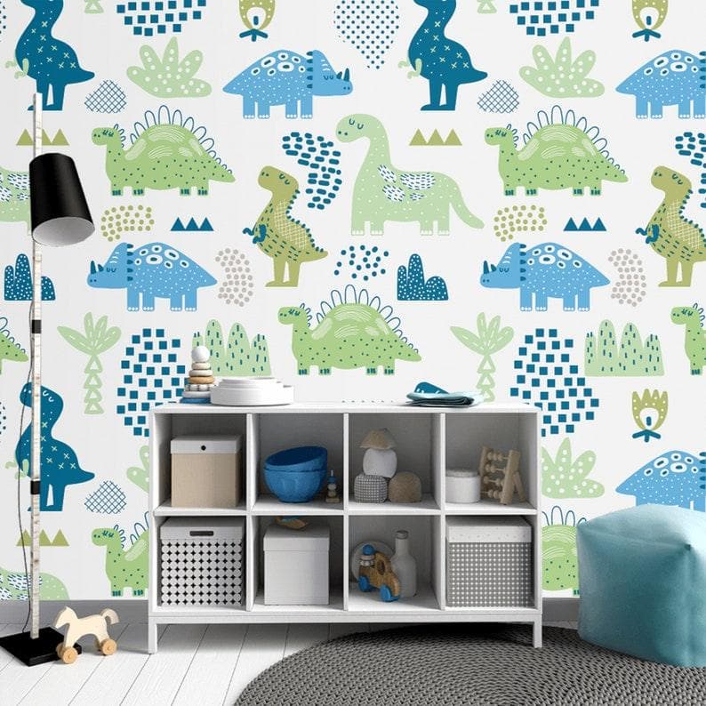 Dinosaurs in the Park Nursery Wallpaper