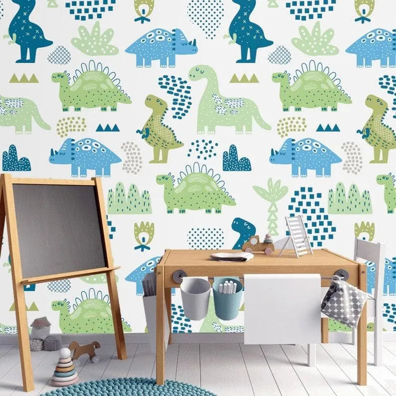 Dinosaurs in the Park Nursery Wallpaper