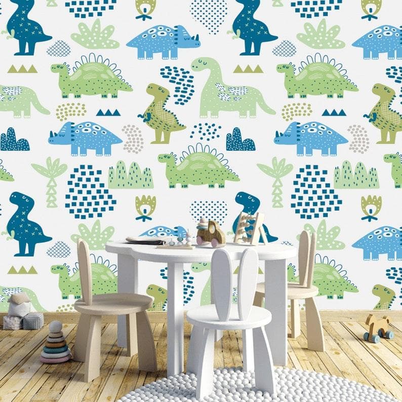 Dinosaurs in the Park Nursery Wallpaper