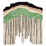 A contemporary hand-tufted area rug with an abstract design featuring green, beige, and black colors. This square wool rug is perfect for adding a modern touch to any living room. The artistic pattern creates a striking focal point, making it an ideal choice for those looking to enhance their space with a stylish and unique area rug.