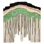 A contemporary hand-tufted area rug with an abstract design featuring green, beige, and black colors. This square wool rug is perfect for adding a modern touch to any living room. The artistic pattern creates a striking focal point, making it an ideal choice for those looking to enhance their space with a stylish and unique area rug.