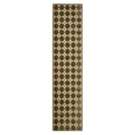 Olive Green Hand-Tufted Runner with Cream Cross Grid