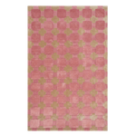 Pink Hand-Tufted Rug with Carved Circle and Square Grid