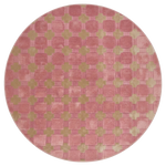 Pink and Sage Tonal Check Round Hand-Tufted Rug