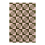 Olive and Pink Op Art Check Hand-Tufted Rug