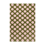 Olive Green Hand-Tufted Rug with Blush Pink Polka Dots