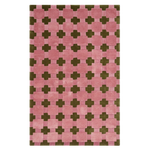 Pink Hand-Tufted Rug with Olive Green Cross Motifs