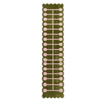 Olive Green Hand-Tufted Runner with Pink Dot Dash Pattern