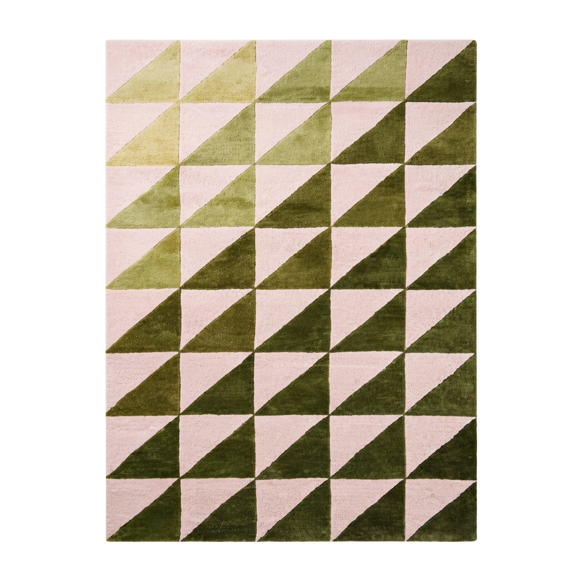 Pink and Olive Triangle Gradient Hand-Tufted Rug