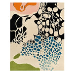This vibrant area rug, titled 'Dream Current Flow Hand Tufted Rug', showcases a contemporary design with abstract patterns in bold colors, perfect for large living room spaces. The wool rug features an intricate mix of black, blue, orange, and green hues, making it an ideal choice for those seeking unique living room area rugs.