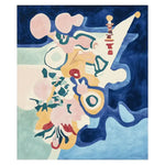 Dream Flora Sequence Hand Tufted Area Rug featuring an abstract design in vibrant colors, ideal for contemporary living rooms. This wool rug showcases bold splashes of blue, pink, and yellow, making it a stylish choice for living room area rugs.