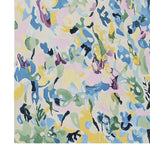 A beautifully hand-tufted area rug with a contemporary abstract design. This large living room rug, measuring 8x10, features a vibrant mix of colors like blue, green, yellow, and purple. Made from high-quality wool, it adds a modern touch to any space.