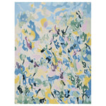 A vibrant Dreamfield Pattern Hand Tufted Area Rug featuring an abstract design in soft blues, greens, and yellows, perfect for contemporary living rooms. This large 8x10 wool rug adds a splash of color and artistic flair to any space, making it an ideal choice for those seeking stylish living room rugs.