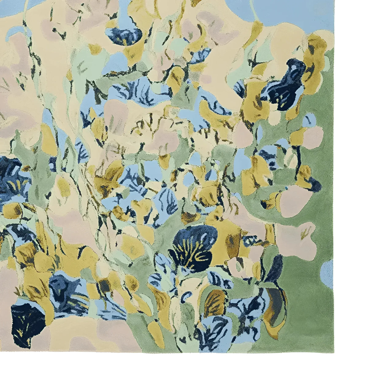 This vibrant area rug, titled 'Dreamy Vine Canopy Hand Tufted Rug', features a contemporary design with abstract floral patterns in soft pastel colors like pink, blue, and green. Made from high-quality wool, this rug adds a stylish touch to any living room, making it a perfect choice for those seeking modern living room area rugs.