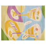 A vibrant hand-tufted area rug featuring an abstract design with colorful cocktail glasses. This contemporary rug adds a playful touch to any space, making it ideal for large living rooms. Crafted from high-quality wool, it combines style and comfort in one unique piece.