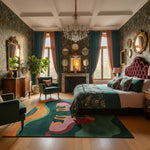 Luxurious bedroom with Duo Tails Hand Tufted Rug