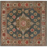 Top view of a Dusk Blossom Hand Knotted Area Rug with intricate Persian designs, perfect for a large living room. The wool rug features a beautiful floral pattern in earthy tones, ideal for adding elegance to any living space.