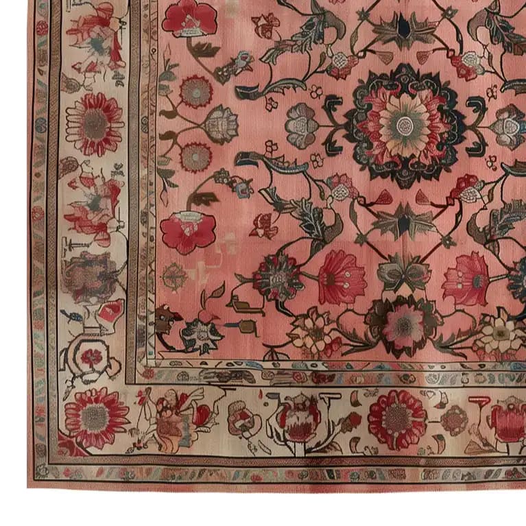 The Dusky Blossom Knotted Wool Rug features a beautiful floral design, perfect as a large living room area rug. This exquisite area rug showcases intricate patterns and vibrant colors, making it an ideal choice for those seeking a floral rug to enhance their living space.