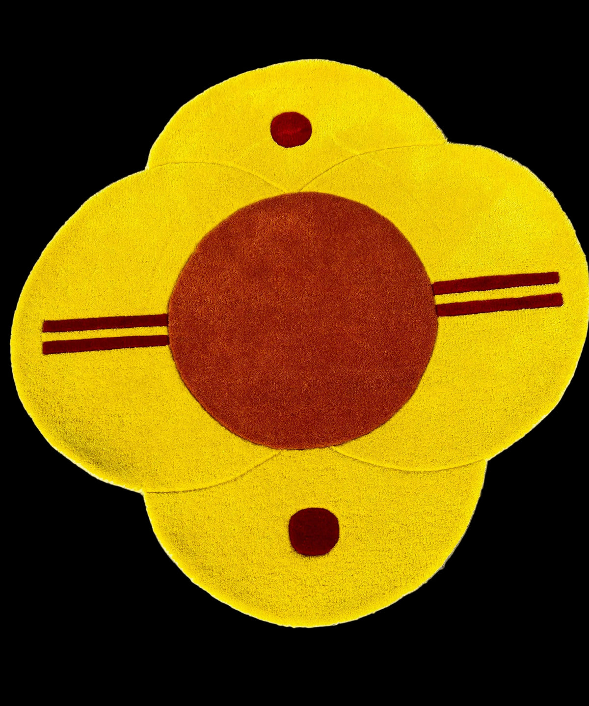 Yellow and brown circular designer wool rug