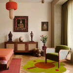 Eastern Sun over Horizon Round Hand Tufted Wool Rug