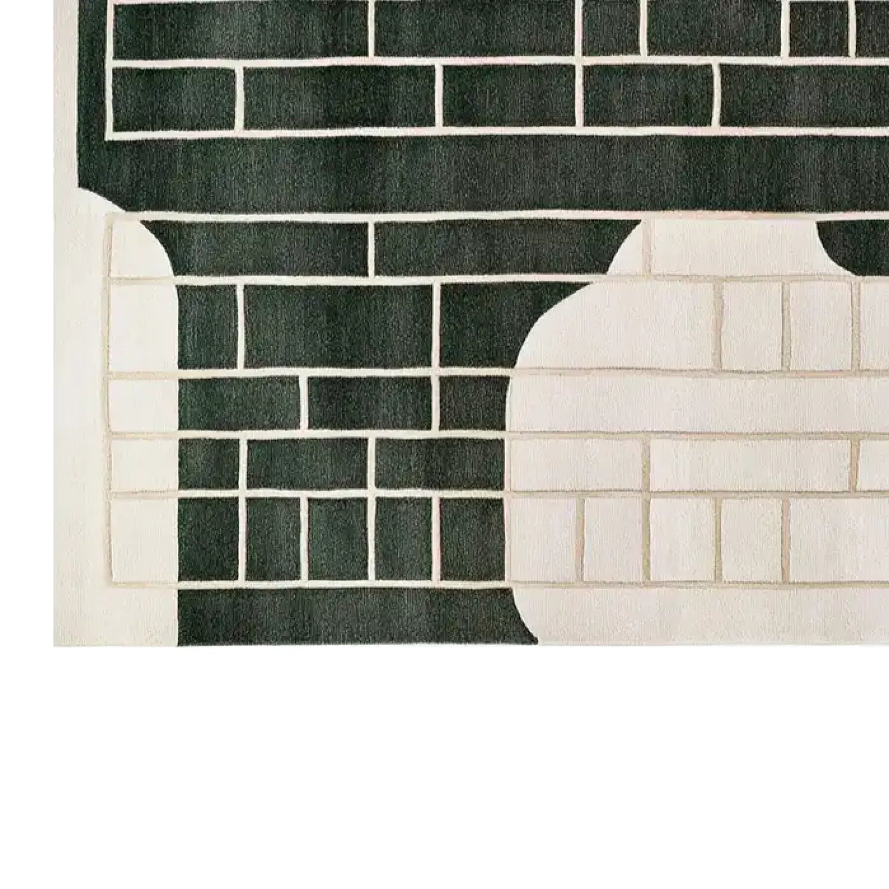 Close-up view of the Ebony Lattice Dream Knotted Wool Area Rug showcasing a bold geometric pattern. The rug features dark and light rectangular blocks creating an eye-catching contrast, perfect for modern decor.