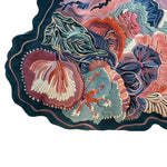 Eclectic Garden Hand Tufted Wool Rug featuring an abstract floral design with vibrant colors. This area rug showcases intricate patterns and textures in hues of pink, blue, and green, adding a unique artistic touch to any space.