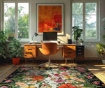 Eden Blossom Hand Tufted Area Rug elegantly enhances a living room with its vibrant floral design. This large wool rug adds a splash of color and warmth underfoot, ideal for spacious living areas.