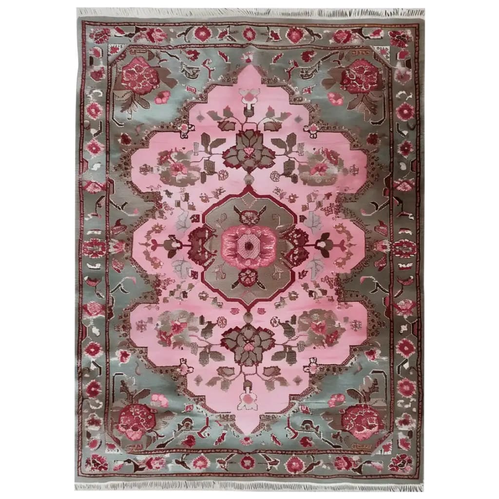 Eden’s Canvas Knotted Wool Area Rug featuring an intricate floral pattern in shades of pink and green, offering a luxurious and elegant addition to any room decor.