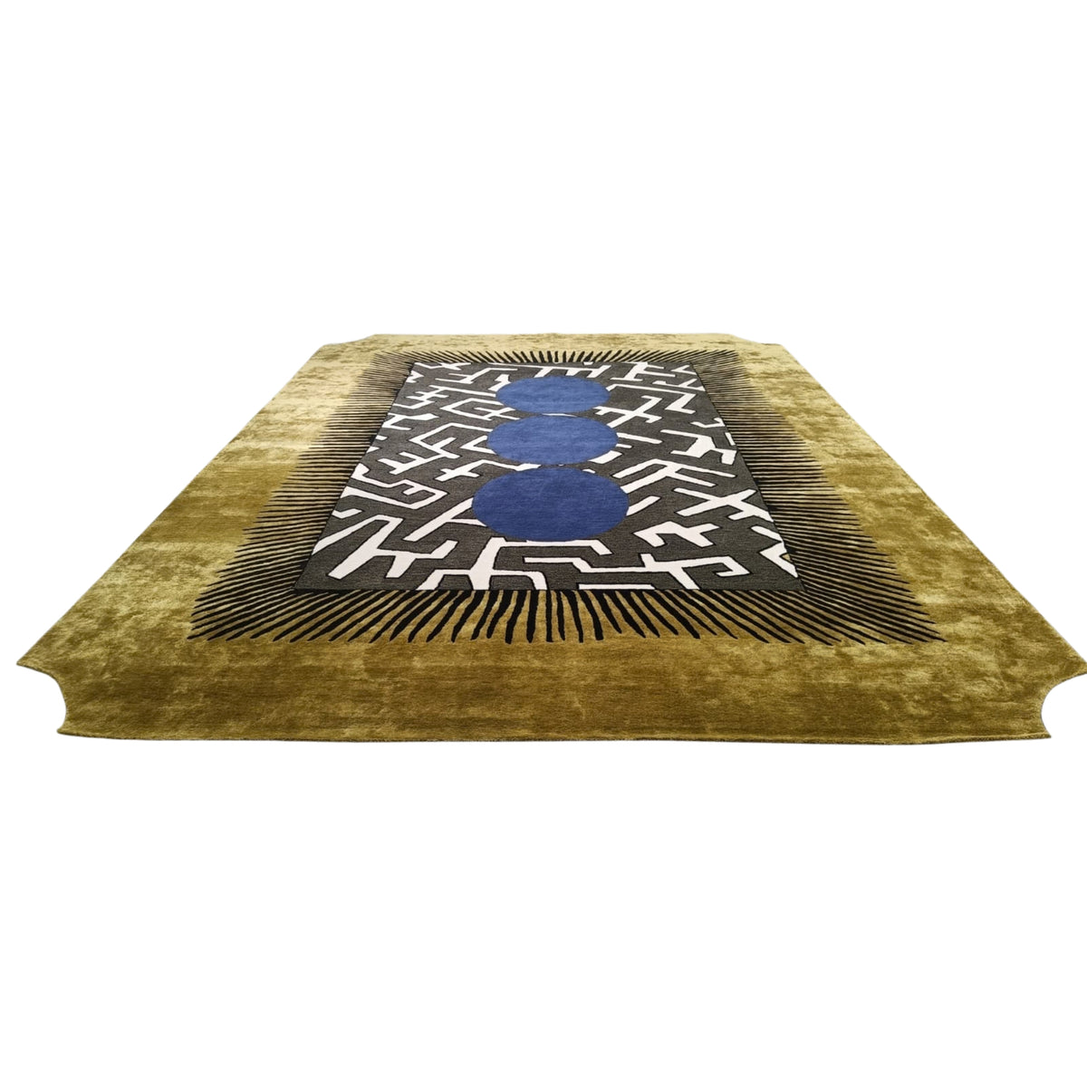 Decorative rug with geometric pattern on a white background