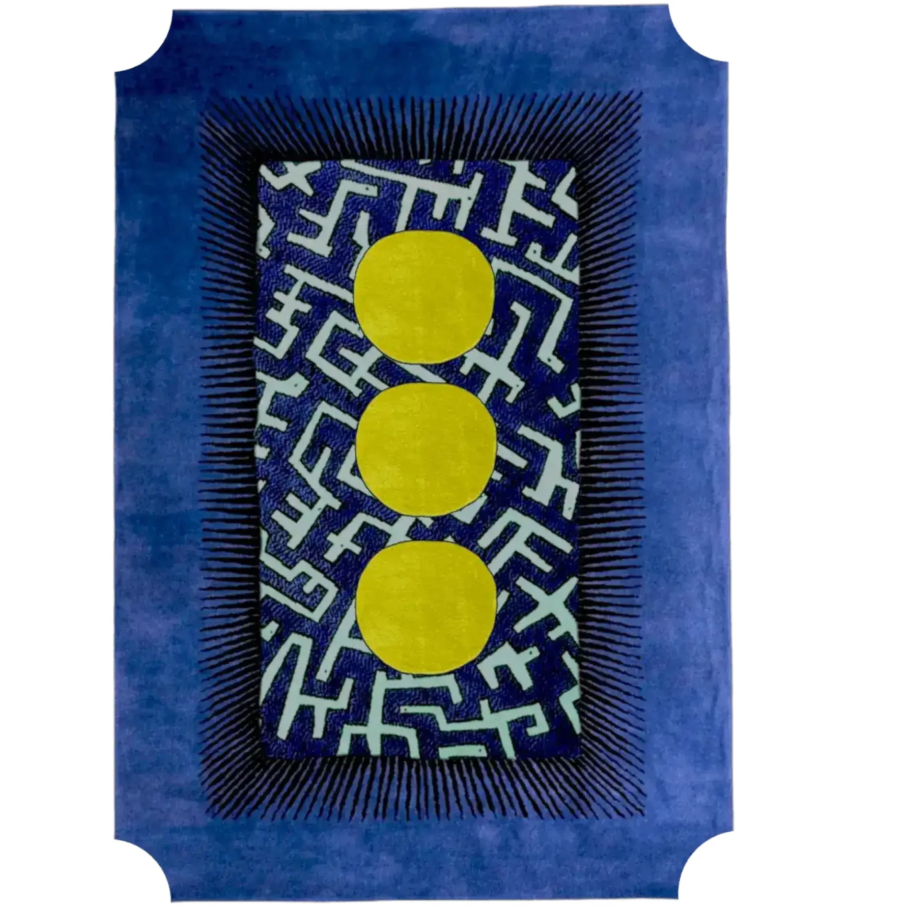 Edged Valley of the Suns Hand Tufted Wool Rug - Blue