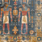 A beautifully designed Egyptian Heritage Hand Knotted Area Rug featuring intricate Egyptian motifs. This large area rug, perfect for a living room, showcases traditional Persian rug artistry with its detailed patterns and rich colors. Made from high-quality wool, this rug enhances the elegance of any large living room space.