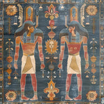 Beautiful Egyptian Heritage Hand Knotted Area Rug featuring detailed Egyptian motifs. This large area rug is perfect for a living room, blending classic Persian design with durable wool texture. Ideal for those seeking large living room rugs with a touch of history and style.
