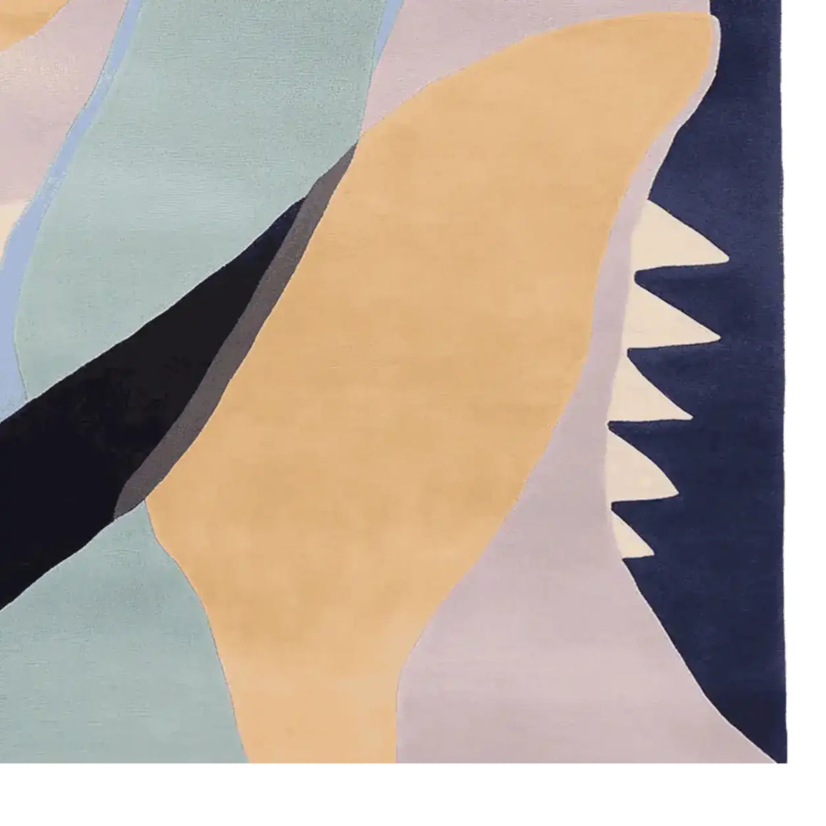 Vibrant Electric Edge Flow Hand Tufted Rug featuring abstract shapes in soft pastel colors. This contemporary area rug is perfect for adding a modern touch to your living room. Made from high-quality wool, it's an ideal choice for those seeking stylish area rugs for living room spaces.