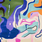 Vibrant Electric Trail Hand Tufted Area Rug featuring an abstract design with bold colors like green, blue, pink, and orange, perfect for a contemporary living room. This large wool rug adds a modern touch to any space, making it an ideal choice for area rugs for living room.