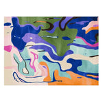 Vibrant Electric Trail Hand Tufted Area Rug featuring a contemporary abstract design with bold swirls of blue, green, orange, and pink. Ideal for adding a modern touch to large living rooms, this wool rug combines artistic flair with comfort, making it a standout piece in area rugs for living room collections.