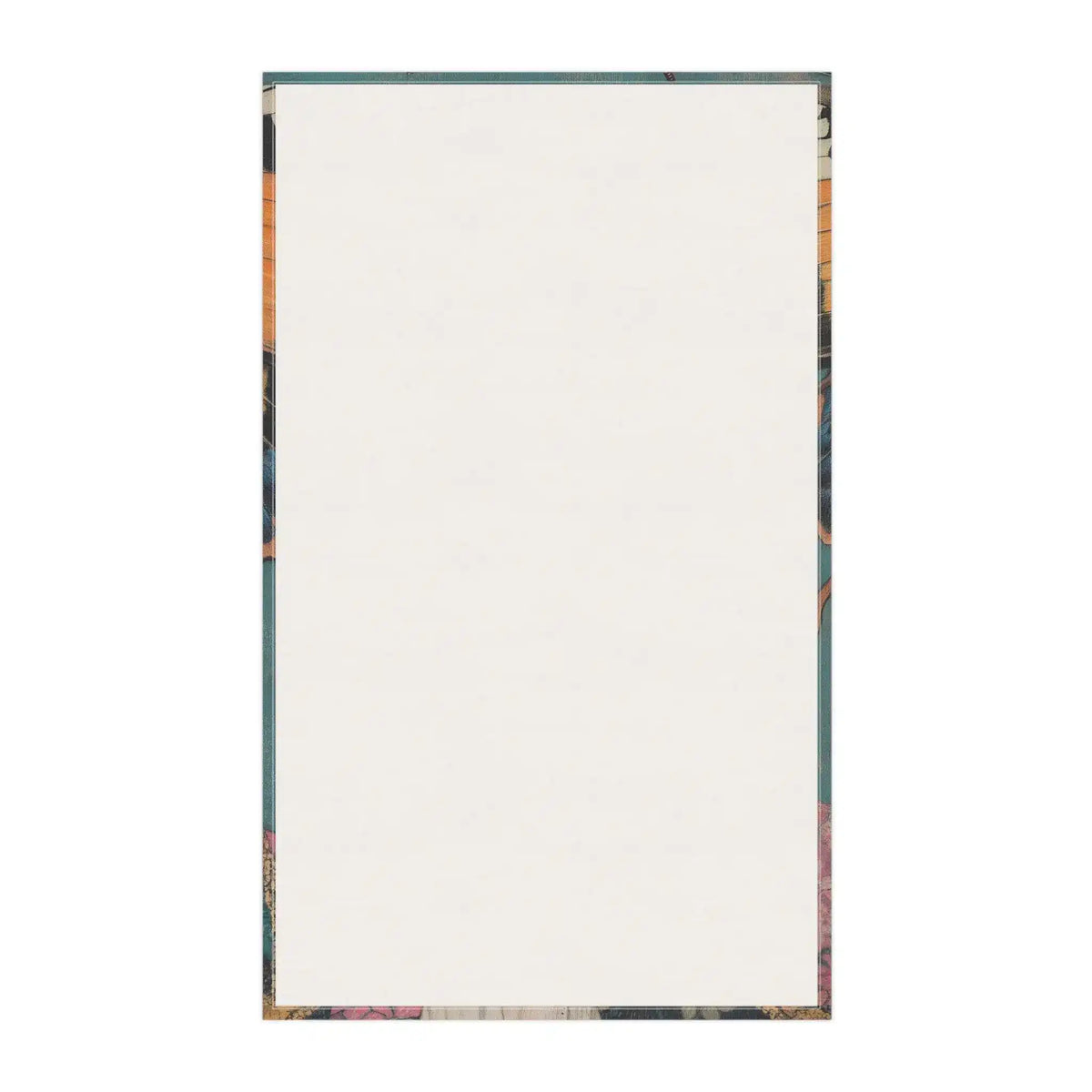 Elegance in Flight Couture Butterfly cotton kitchen towel back — blank off-white cotton surface with thin butterfly-art border edging