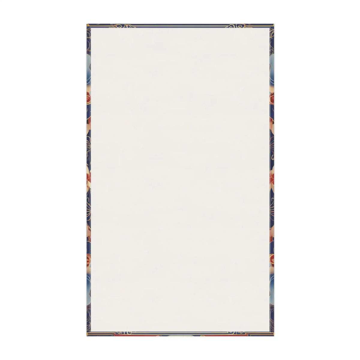 Kitchen towel corner showing swirling black ivory abstract line texture with grey non-slip backing edge visible