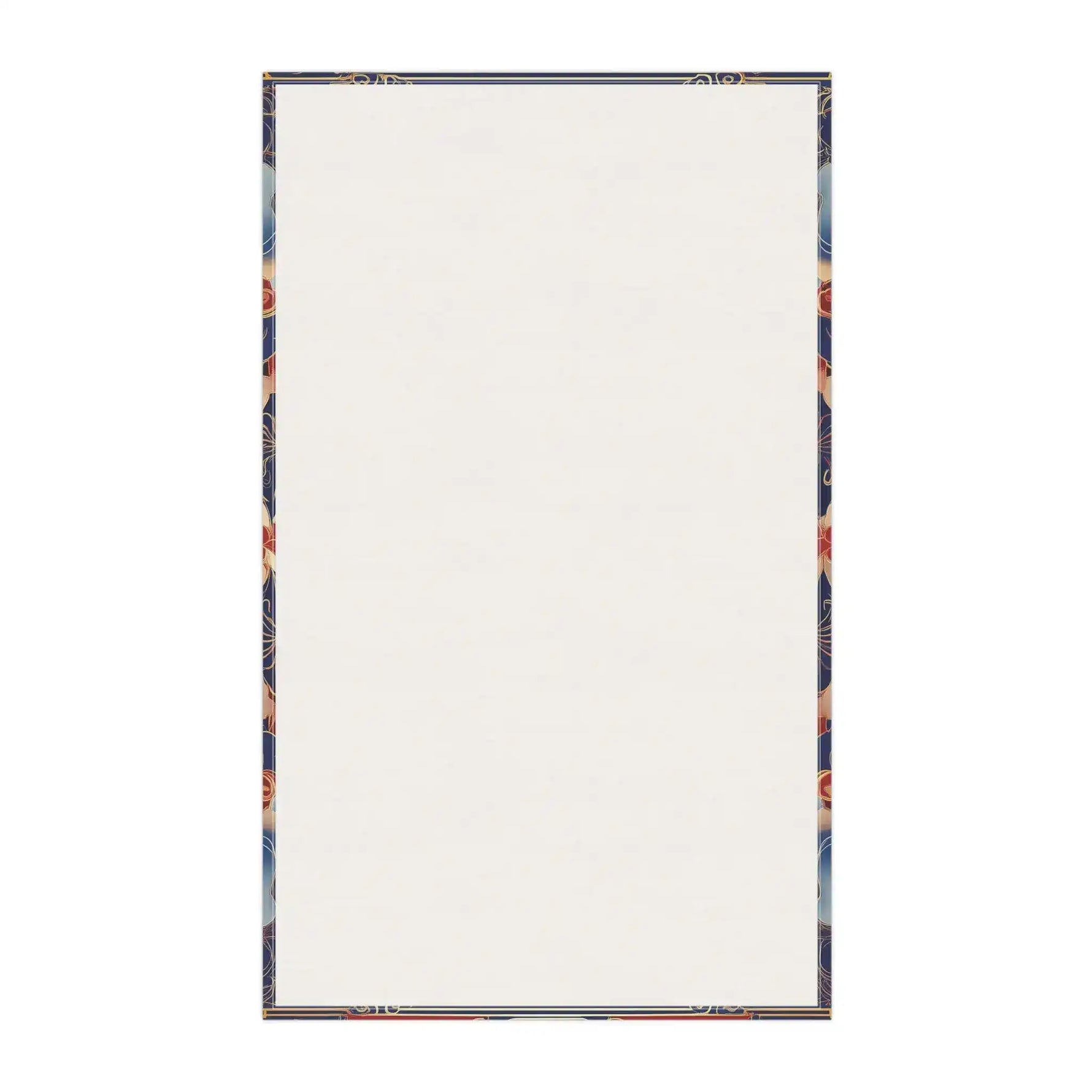 Kitchen towel corner showing swirling black ivory abstract line texture with grey non-slip backing edge visible