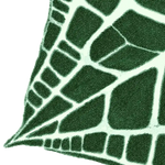 Close-up view of an Elephant Ear Shaped Hand Tufted Wool Area Rug, featuring a unique abstract design in deep green tones. Perfect for adding a touch of elegance to bedrooms or dining rooms, this round rug is an ideal choice for those seeking stylish dining room area rugs or cozy rugs for the bedroom.