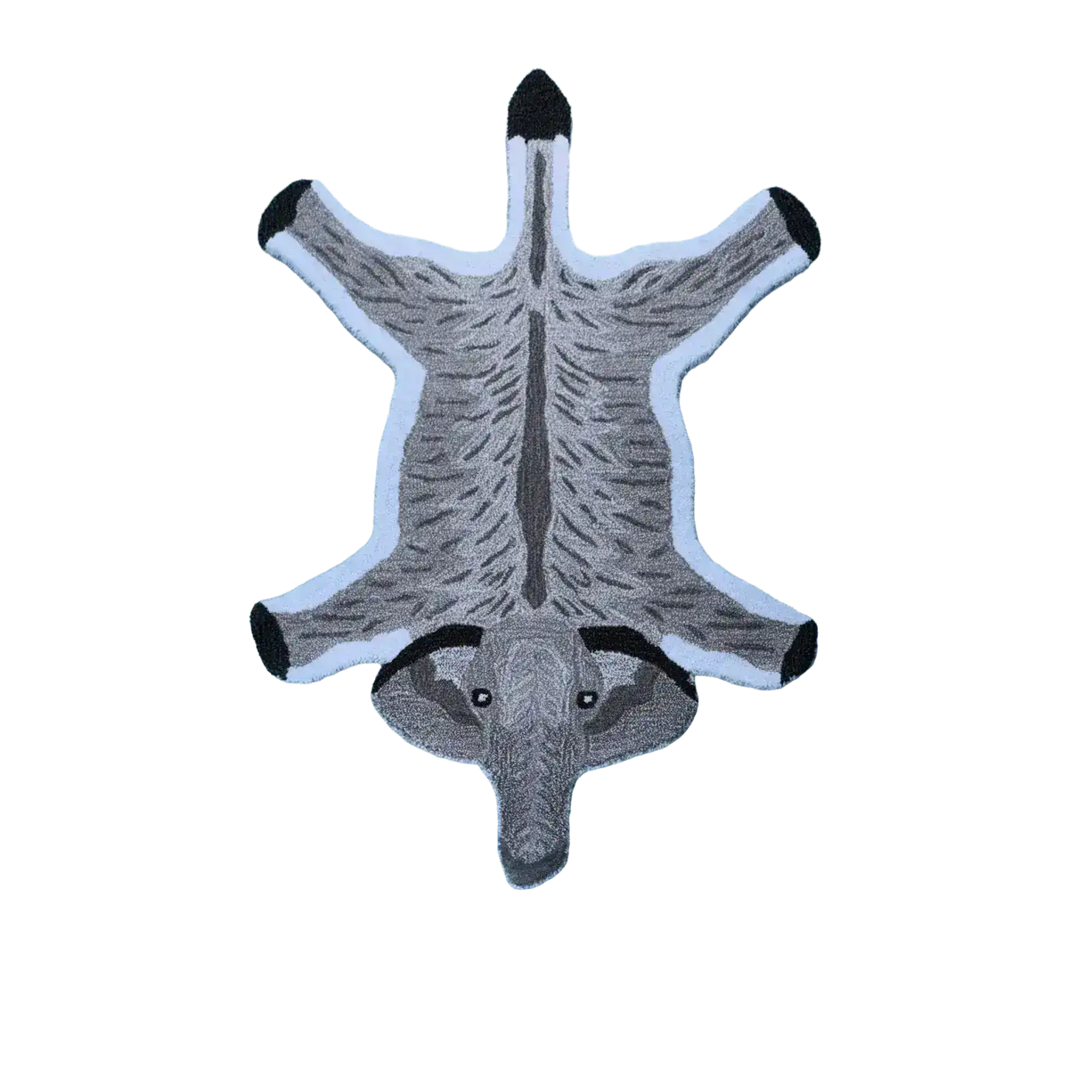 Charming elephant-shaped tufted wool rug in blue, perfect for adding a playful touch to your living room. This unique area rug is ideal for those seeking large living room rugs with a blend of creativity and comfort.