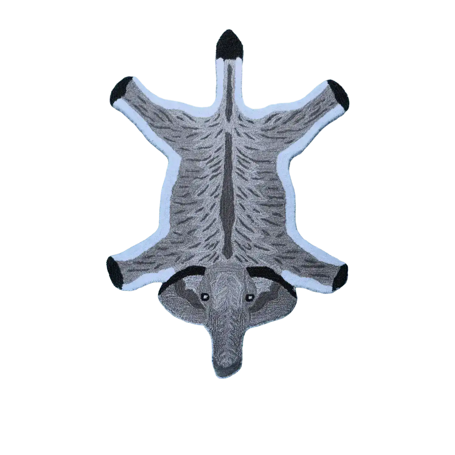 Charming elephant-shaped tufted wool rug in blue, perfect for adding a playful touch to your living room. This unique area rug is ideal for those seeking large living room rugs with a blend of creativity and comfort.