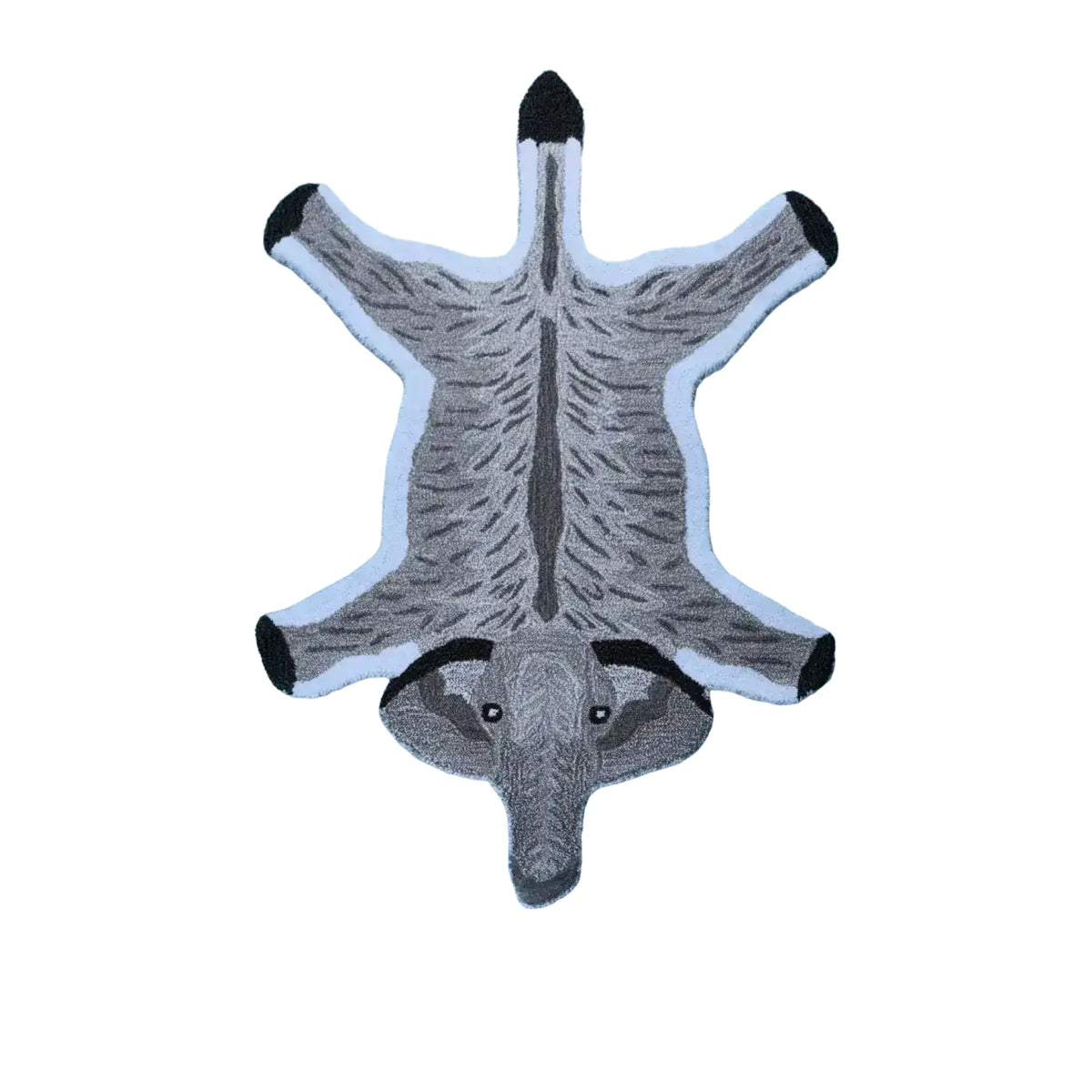 Charming elephant-shaped tufted wool rug in blue, perfect for adding a playful touch to your living room. This unique area rug is ideal for those seeking large living room rugs with a blend of creativity and comfort.