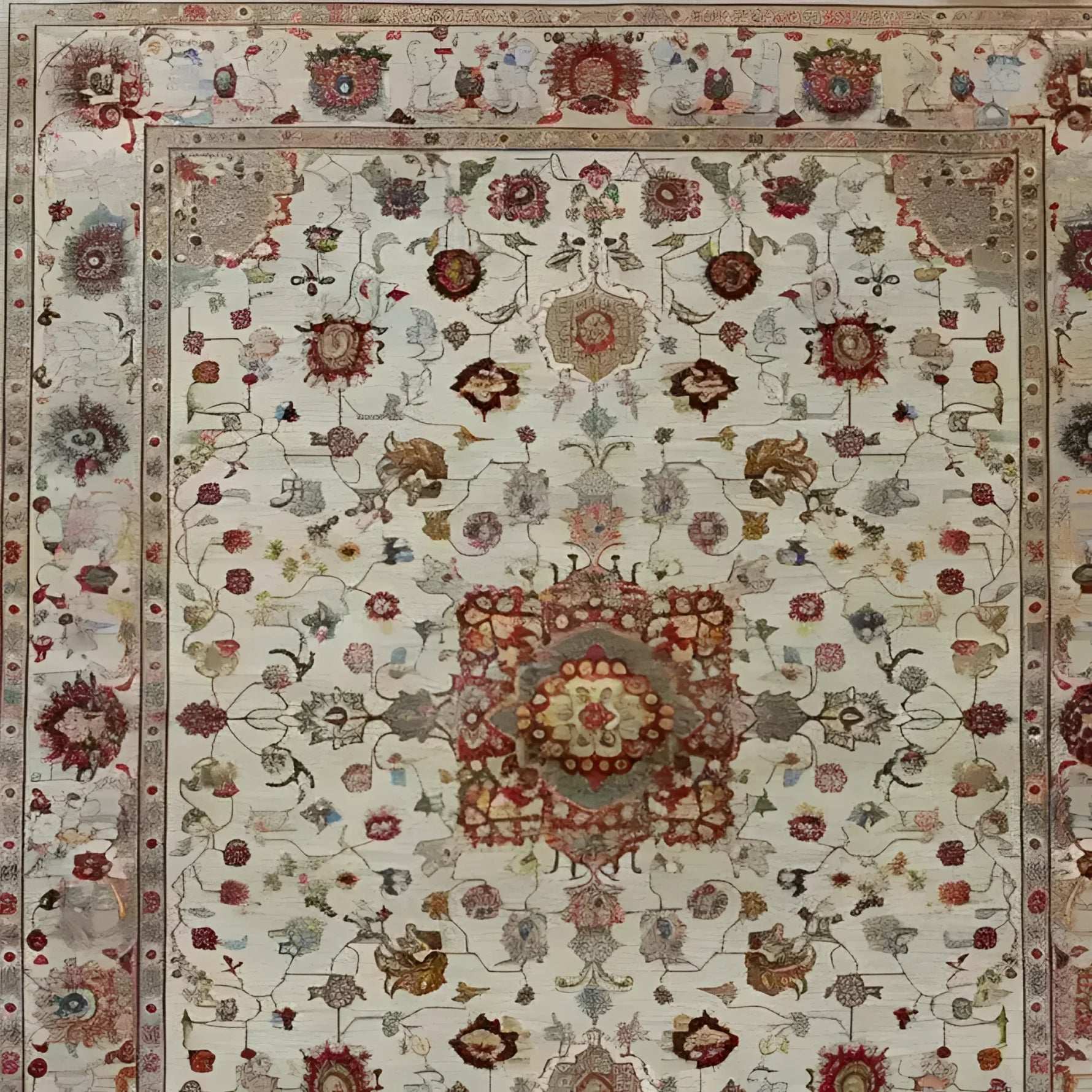 Elegant Embellished Flower Hand Knotted Area Rug featuring intricate floral patterns in rich colors, perfect for adding a touch of sophistication to your living room. This Persian-inspired 8x10 rug showcases detailed artistry, ideal for those seeking luxurious living room rugs.