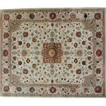 Elegant Embellished Flower Hand Knotted Area Rug showcasing intricate floral patterns in a classic Persian style. This stunning centerpiece is perfect for enhancing any living room space, ideal as an 8x10 rug. The delicate design features a harmonious blend of colors, making it a standout choice for those seeking exquisite floral rugs or traditional Persian rugs.