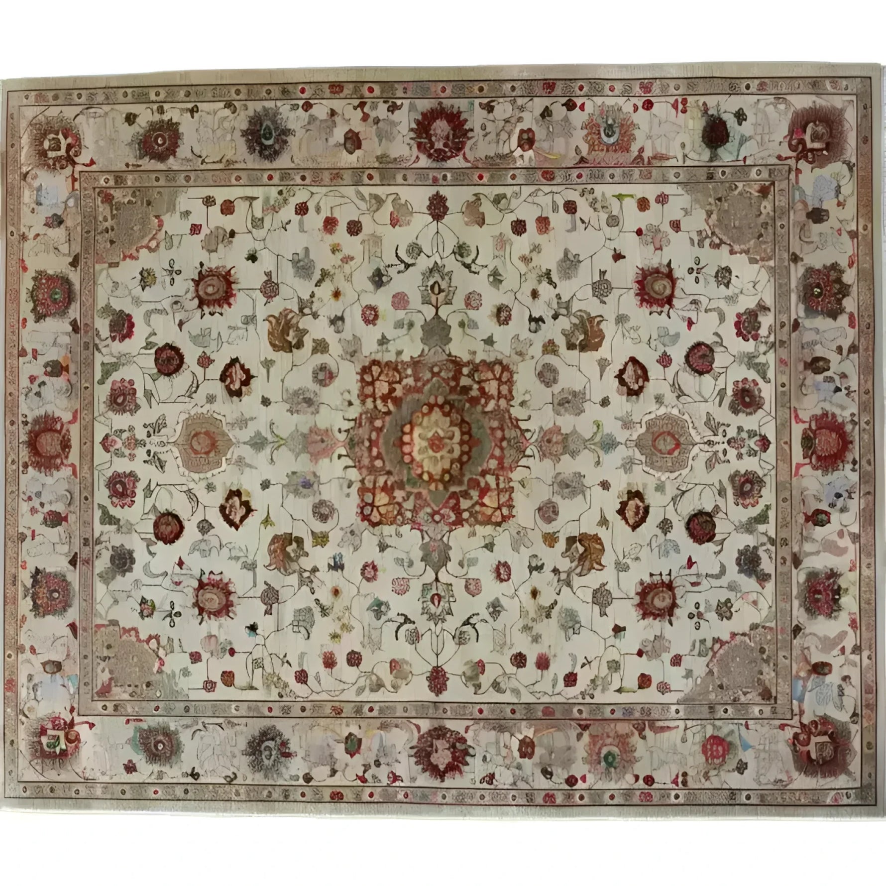 Elegant Embellished Flower Hand Knotted Area Rug showcasing intricate floral patterns in a classic Persian style. This stunning centerpiece is perfect for enhancing any living room space, ideal as an 8x10 rug. The delicate design features a harmonious blend of colors, making it a standout choice for those seeking exquisite floral rugs or traditional Persian rugs.