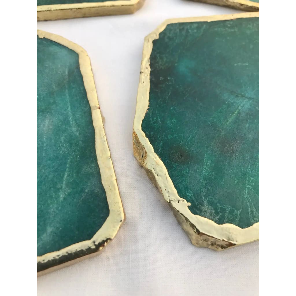 Emerald Green Agate Aventurine Coaster Set of 4