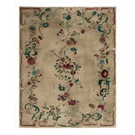 Empire Blossom Hand Knotted Area Rug featuring an intricate floral pattern in rich colors on a beige background. This wool rug is perfect for adding elegance to any living room, showcasing a beautiful blend of traditional and contemporary design, ideal for those seeking area rugs for living room.
